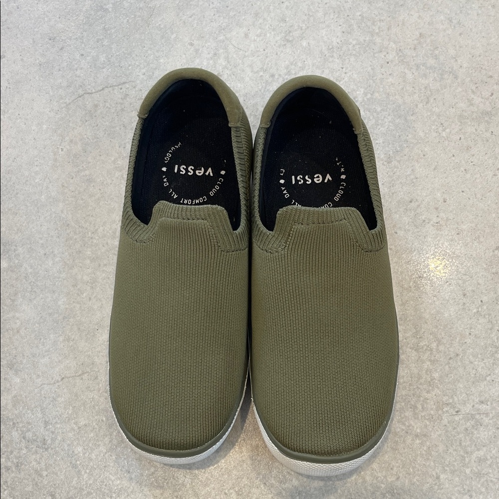 Vessi Olive Green Slip-On Sneakers